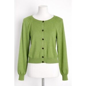Ann Taylor Factory Green Button Front Cardigan Sweater Womens Size Small